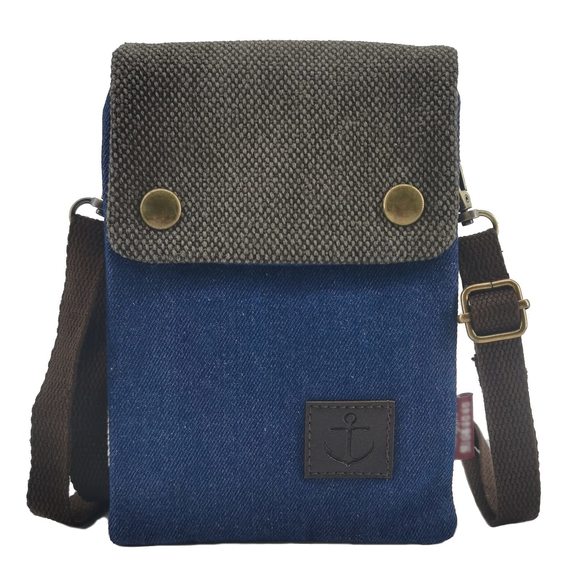 Small Crossbody Bags Blue Canvas Cell Phone Purses And Wallets Cute ^-^ - Picture 1 of 6